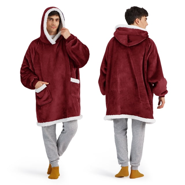Sudadera con capucha Bedsure Burgundy para adultos y niños, unisex