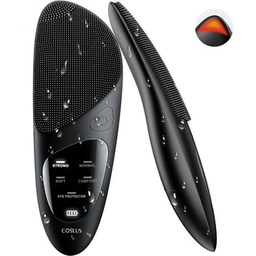 COSLUS Facial Cleansing Brush Silicone Face Scrubber,IPX7 Waterproof,4 Cleansing Modes,Electric Face Brush for Cleaning,Exfoliating,Massaging Black