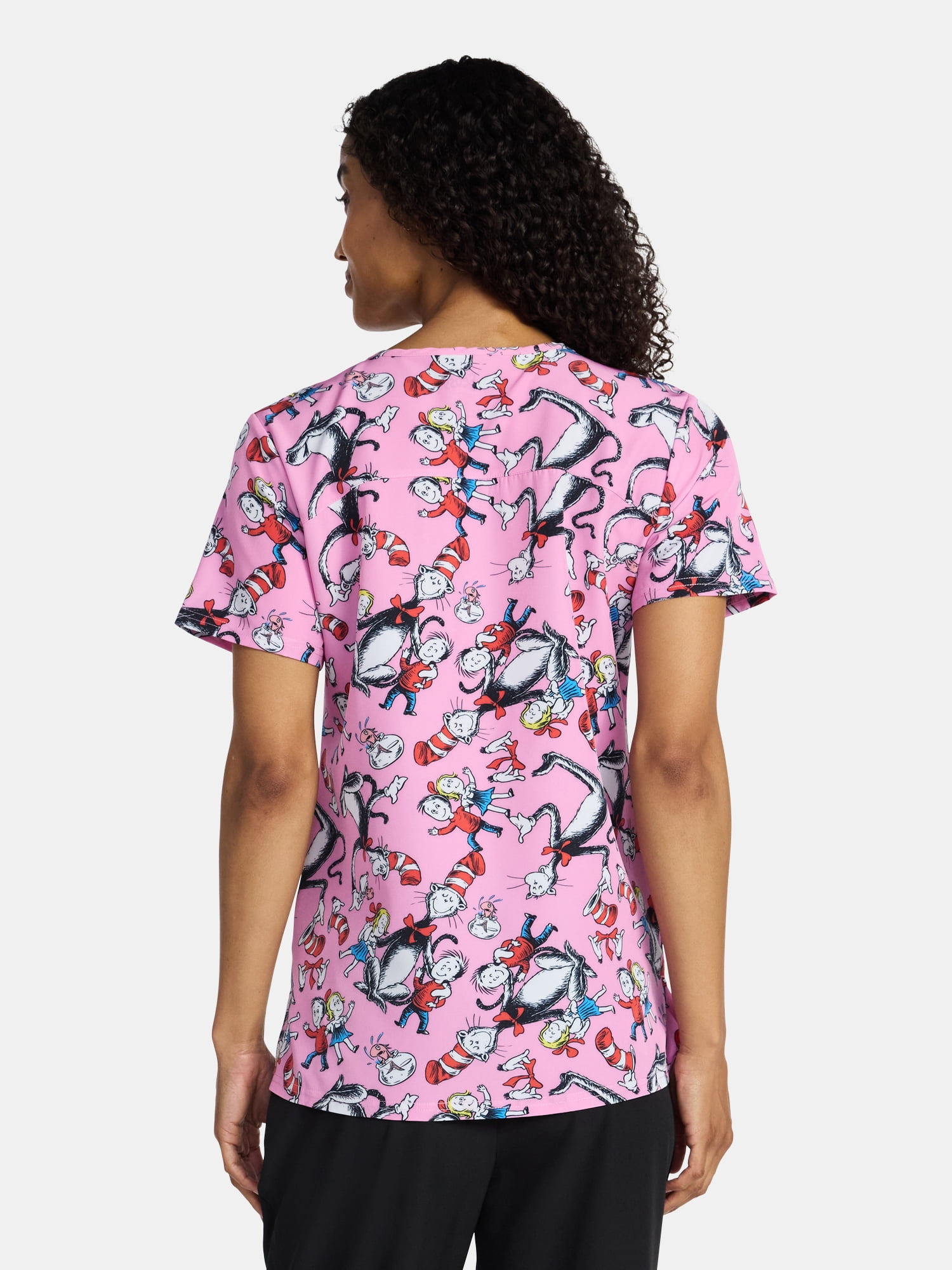 Dr. Seuss Cat in the Hat Women's Graphic Scrub Top, Sizes S-3XL