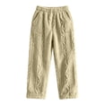 thumbnail image 4 of Women's Cable Knit Fuzzy Loungewear Pants Elastic Waist Jogger Style Warm Plush Home Trousers with Pockets for Fall Winter, 4 of 6