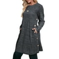 thumbnail image 3 of UVN Fall Dresses for Women Long Sleeve Casual Winter Dress with Pockets Buttons Side Tunic Dress, 3 of 9