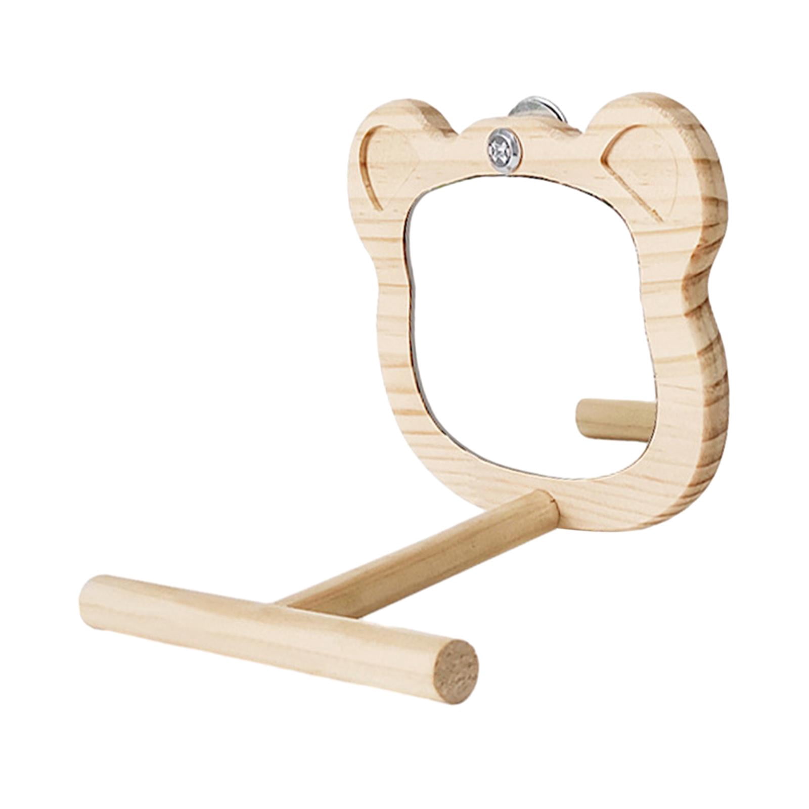 perfeclan Wooden Bird Mirror for Parrots, Interactive Game Toy, Climbing Parrot Stand with Perch Stand, Bird Parakeet Mirror for Parakeets,