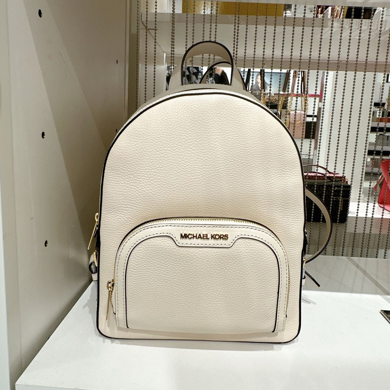 Michael Kors Jaycee Medium Pebbled Leather Backpack, Light  display picture 1