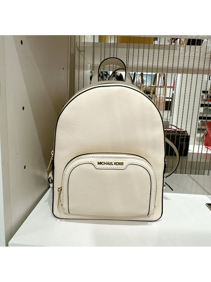 Michael Kors Jaycee Light Cream Pebbled Leather Backpack with Gold Hardware. Michael Kors Jaycee Medium Pebbled Leather Backpack, Light  main image 4