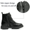 thumbnail image 4 of Apakowa Kids Girls Combat Ankle Boots Lace up Inner Zipper Fashion Booties (Color : Black, Size : 12 Little Kid), 4 of 8