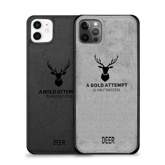 Alpha Digital Luxury Soft Texture Deer Patterned TPU Cloth Protective Case for iPhone 12 & iPhone Pro, Dirt-Resistant, Anti-Shock, Anti-Fingerprint, Full Body Protective (Black)?