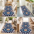 thumbnail image 4 of Hallway Runner Rug 2'x6', Orange Blue Kitchen Runner Rugs Non-Slip Carpet Mats, Morocco Boho Abstract Floral Ethnic Tribal Bedside Rugs Runners Washable Floor Carpet for Bathroom Laundry Room, 4 of 8