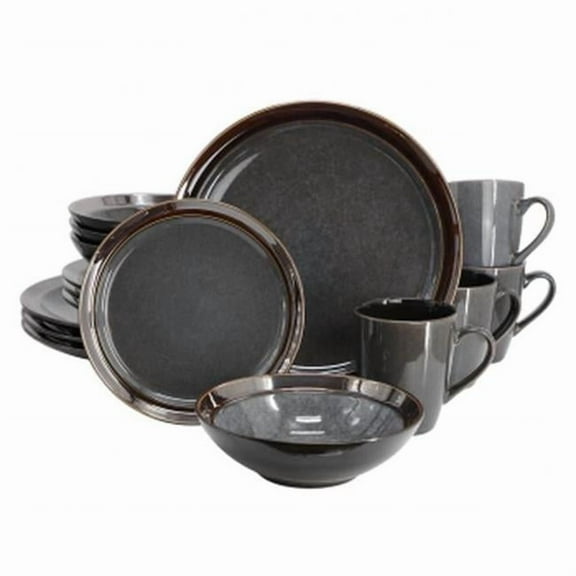 Gibson Elite 142748.16 Priya Sto are Reactive Glaze Dinnerware Set, Grey - 16 Piece