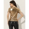thumbnail image 3 of Disfraz de navidad Top Multicolor Brillante Metálica Para Mujer Oro Marron M, 3 of 5