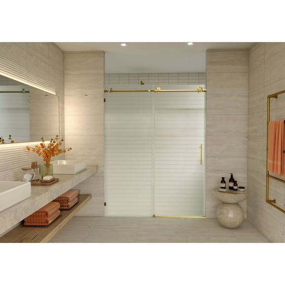 Glass Warehouse FLSLD-60-R-SB Galaxy 78" High X 60" Wide Sliding Frameless Shower Door -
