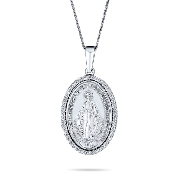 Bling Jewelry Womens Traditional Christian Our Lady of Guadalupe Virgin Mary Pendant Necklace Silver