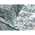 thumbnail image 4 of Ambesonne Boho Quilted Bedspread Set 3 Pcs, Leaves Chevron Flower Mix, King Size, Jade Green Grey White, 4 of 5