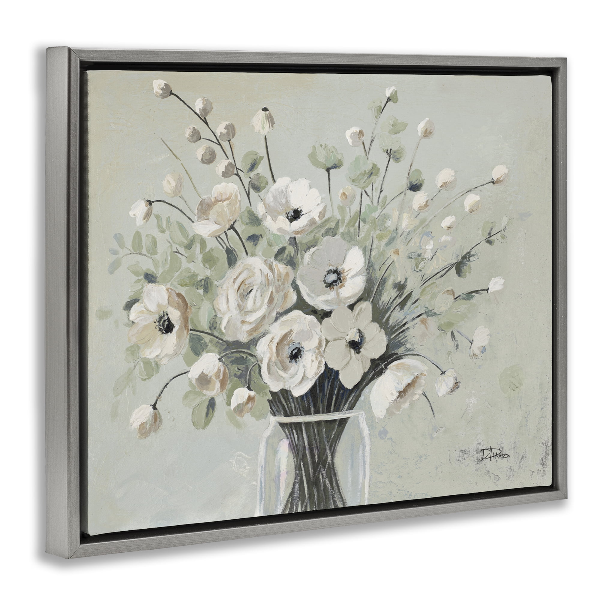 Stupell Industries Siempre Bella Bouquet Gray Framed Floater Canvas Wall Art, design by Patricia Pinto