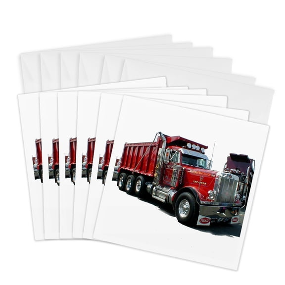 3drose, Dump Truck, 6 Greeting Cards with Envelopes