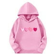 thumbnail image 2 of Eltusu Girls Valentines Hoodies, Loose Fit Heart Graphic Long Sleeve Comfort Pullover Sweatshirts Pink Size 7-8 T, 2 of 4