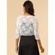 thumbnail image 5 of Dde San Patricio Cárdigan Elegante De Bolero De ManLarTop De Encaje Floral Transparente PaMujer Blanco XXL, 5 of 6