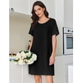thumbnail image 5 of EKOUAER Cotton Nightgowns for Women Short Sleeve Sleep Shirts Pleated Night Shirts Soft Crew Neck Night Gown, 5 of 6
