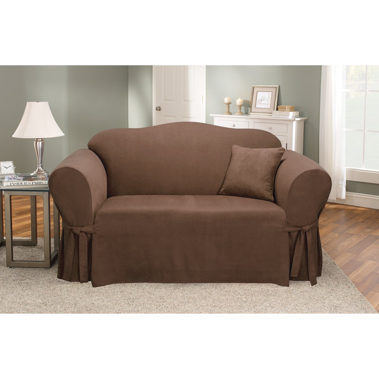 Sure Fit Stretch Suede - Loveseat Slipcover - Dark Green (SF36473