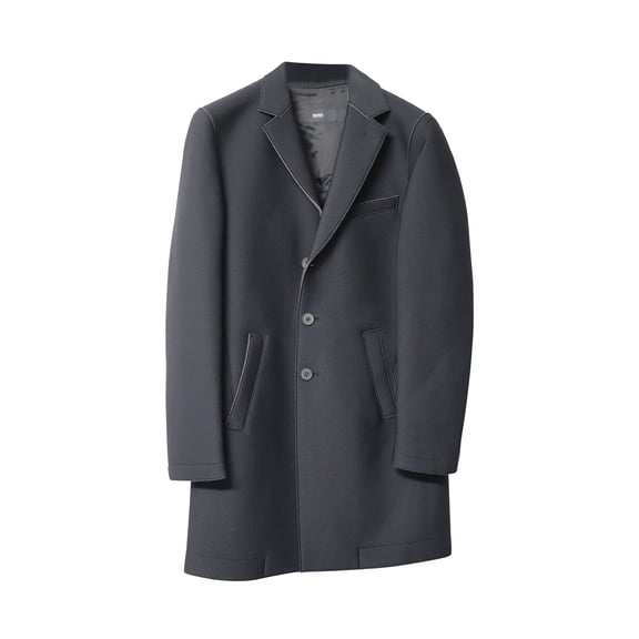 Pre-Owned Boss Single-Breasted Coat in Black Polyamide