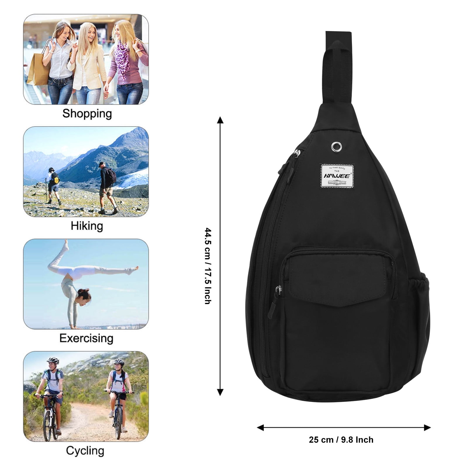 HAWEE Women's Crossbody Backpack Purse for Travel Sling Bag with Earphone Hole, Black