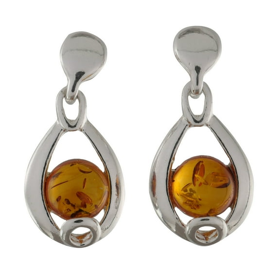 Sterling Silver and Baltic Honey Amber Earrings "Peyton"