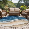 thumbnail image 5 of Blue Beach Coastal Large Area Rugs for Bedroom Living Room, Soft Non Slip Carpet Bedside Rug, Nautical Seaside Ocean Beige Round Floor Cover Kitchen Accent Rug 6' for Dining Room/Office, 5 of 9