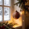 thumbnail image 6 of STPToys Christmas Decoration Electroplated Plastic Hanging Ball Ornament 8CM Coffee With Gold Glitter Branch Design For Xmas Tree Holiday Party Decor, 6 of 6