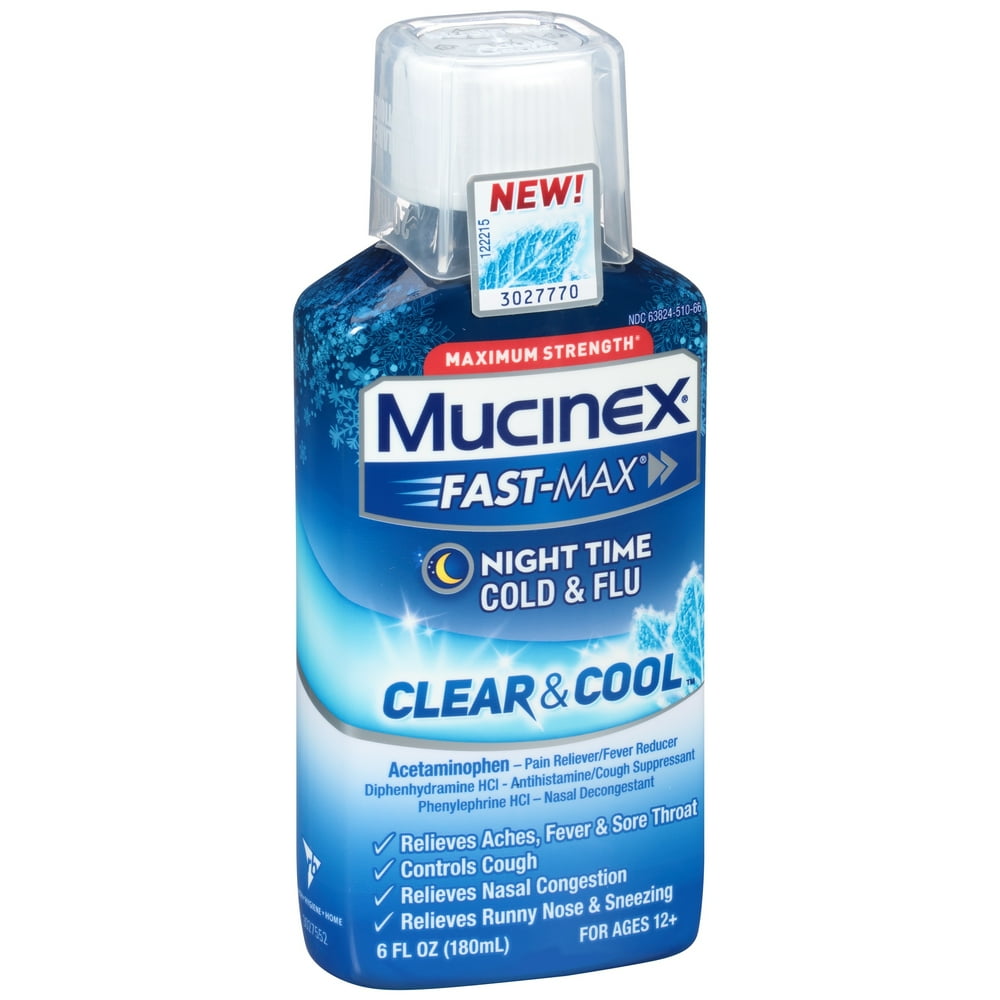 Mucinex® FastMax® Clear & Cool™ Maximum Strength Night Time Cold & Flu
