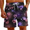 thumbnail image 2 of Puntoco Pantalones Cortos De Playa Para El Día De San Valentín Para Hombre, Pantalones Cortos Estampados Con Bolsillo Con Cordón, Pantalones Cortos Negros M,Pantalones Cortos Hombre, 2 of 5