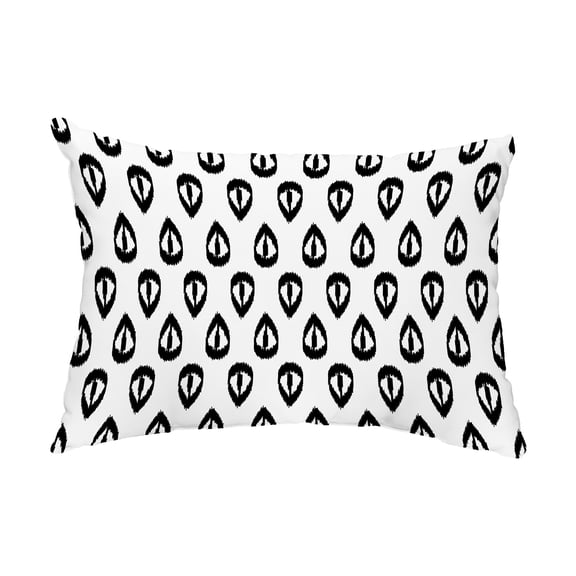Simply Daisy, 14" x 20" Ikat Tears Black Decorative Ikat Outdoor Throw Pillow
