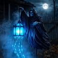 thumbnail image 6 of Lypsnake Halloween Soul Harvester Animated Solar Powered Grim Reaper Garden Stake Light with Blue LED Lantern, 6 of 9