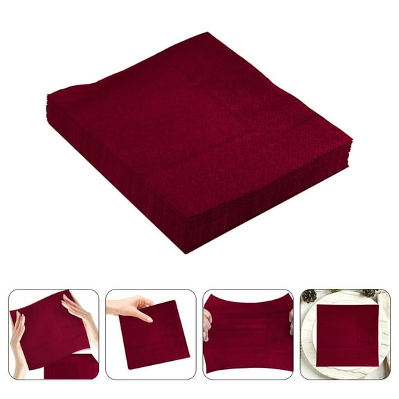 Clispeed 20Pcs Elegant Disposable Cocktail Napkins Red Paper Napkins For Birthday Parties