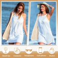 thumbnail image 5 of 2 Pack Crochet Mesh Beach Tote Bag with Letter Patch Pocket Summer Beach Tote Bohemian Straw Transparent Bag, 5 of 7