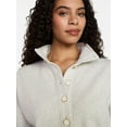 thumbnail image 4 of Time and Tru Women's Quarter Button Fleece Top with Long Sleeves, Size XS-XXXL, 4 of 5