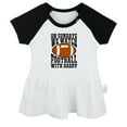 thumbnail image 1 of On Sundays We Watch Football With Daddy Funny Dresses For Baby, Newborn Babies Skirts, Infant Princess Dress, 0-24M Kids Graphic Clothes (Black Raglan Dresses, 18-24 Months), 1 of 4