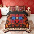 thumbnail image 2 of Erosebridal Hippie Mandala Twin Bedding Sets, Bohemian Floral Bedding Comforter Set, Red Black, Black Reversible 7pcs, 2 of 6
