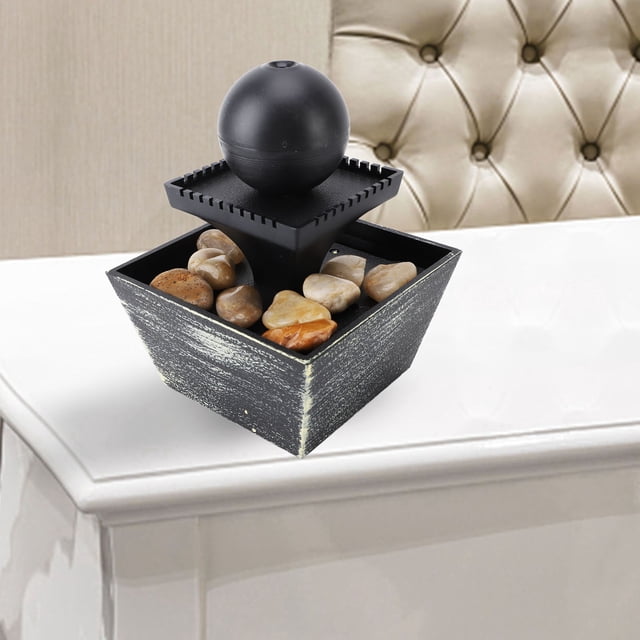 Indoor Relaxation Tabletop Ball Fountain, LED Yellow Light Indoor Tabletop Water Fountain for Office