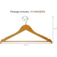 thumbnail image 6 of Premium 10-Pack Wood Clothes Hangers - Slim Rotatable Hooks with Shoulder Grooves, Natural Finish, 6 of 7