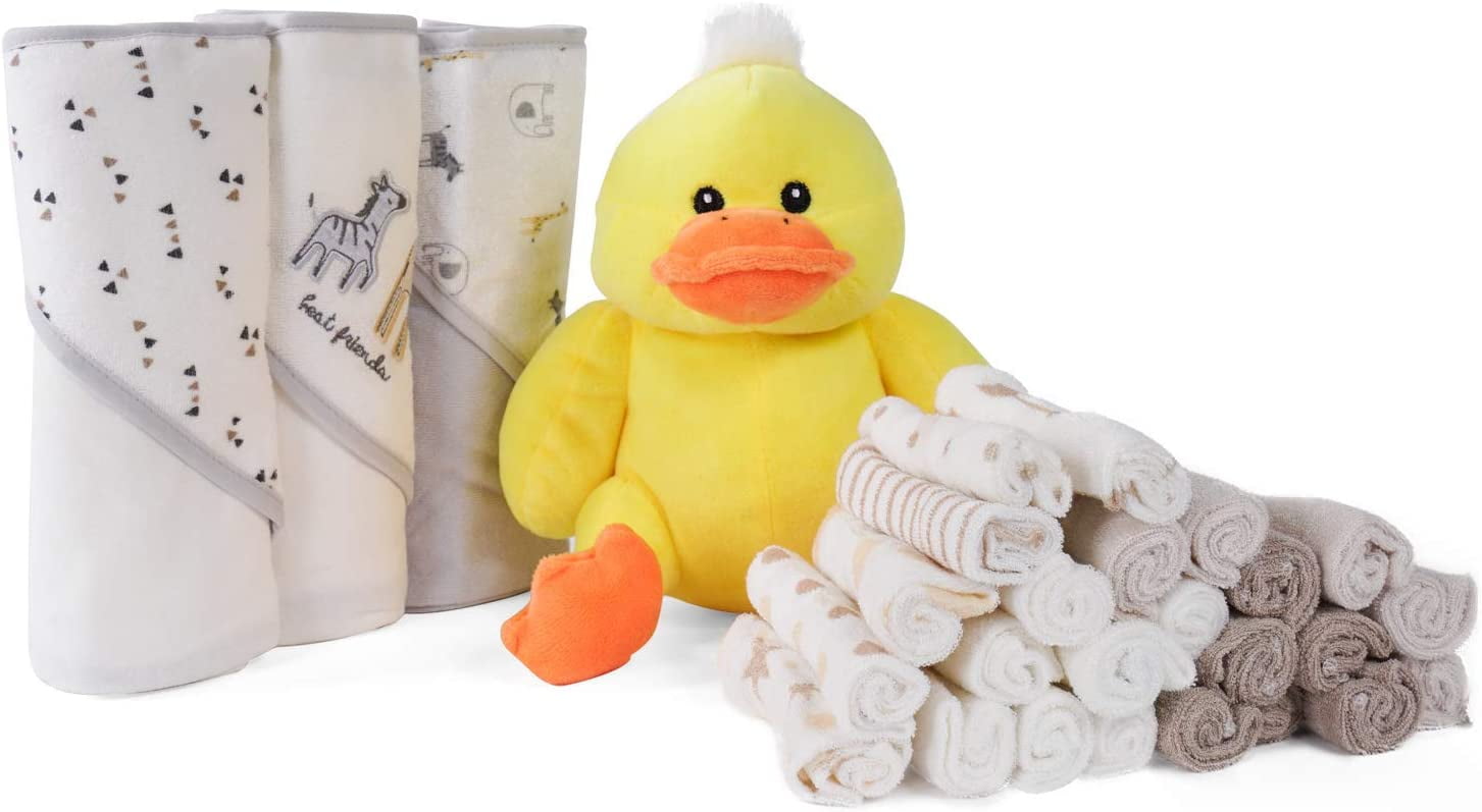 Lily and Page Baby Ducky Bath Washcloths Gift Set (28 Piece Baby Bath