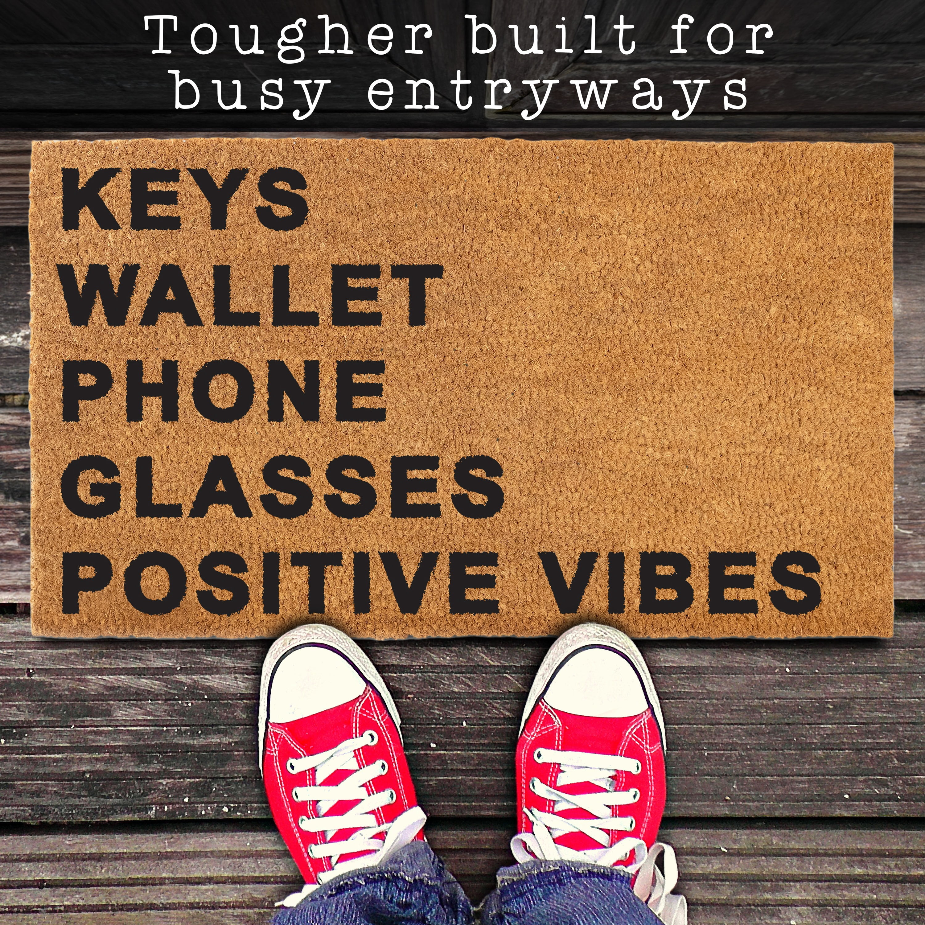 Keys Wallet Phone Glasses Doormat 30x17 Inch, Funny Outdoor Welcome Mat for Outside