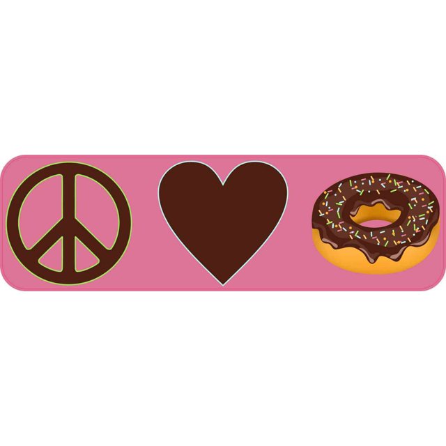 10in x 3in Peace Love Donuts Vinyl Doughnut Bumper Sticker Car Truck