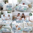 thumbnail image 6 of Blue Teal Grey Coral Coastal Duvet Cover Set, Summer Beach Nautical Ocean Soft Duvet Cover Twin Size Bedding Set 4 Pieces, 1 Quiltcover and 2 Pillowcases with Zipper, 1 Bed Sheet for All Seasons, 6 of 9