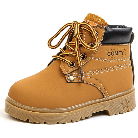 Toddler Baby Boys Girls Hiking Boots Waterproof Leather Non Slip Lace Up Outdoor Work Ankle Winter Snow Boots(Toddler/Little Kid)