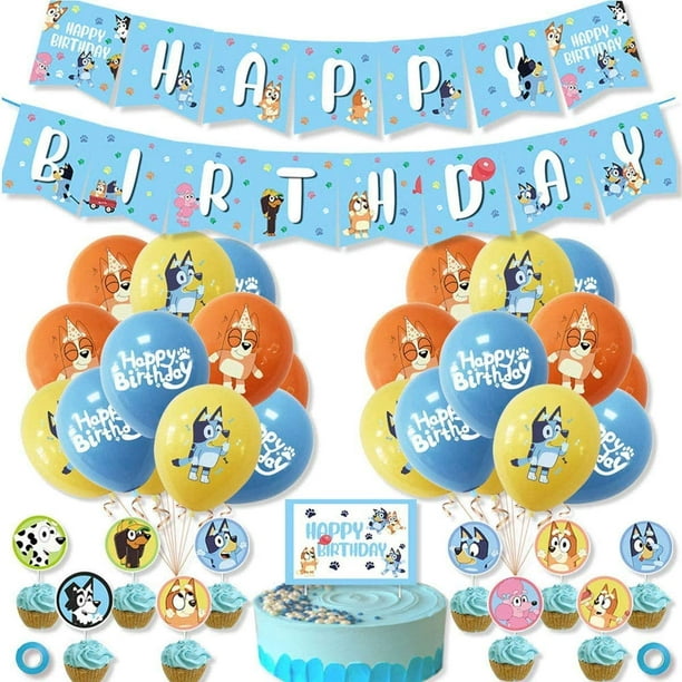 Unique Fournitures de fête d'anniversaire Bluey | Fournitures de fête Bluey  | Décorations d'anniversaire Bluey | Décorations de fête Bluey | Avec