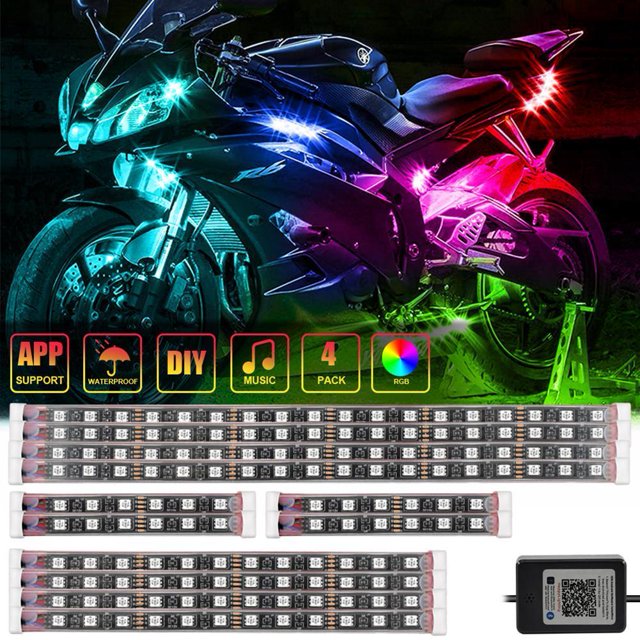 Neón De Motocicleta Barra de luces de neón para motocicleta Lámpara de control de aplicación RGB de ritmo de motocicleta (1 para 12)