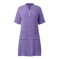 thumbnail image 5 of Women's Casual V Neck Dress with Pockets and Buttons Comfortable Everyday Summer Dress,Purple,XL, 5 of 5