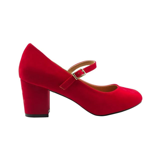 Where's That From Womens Araceli Suede Wide Block Heel Mary Janes