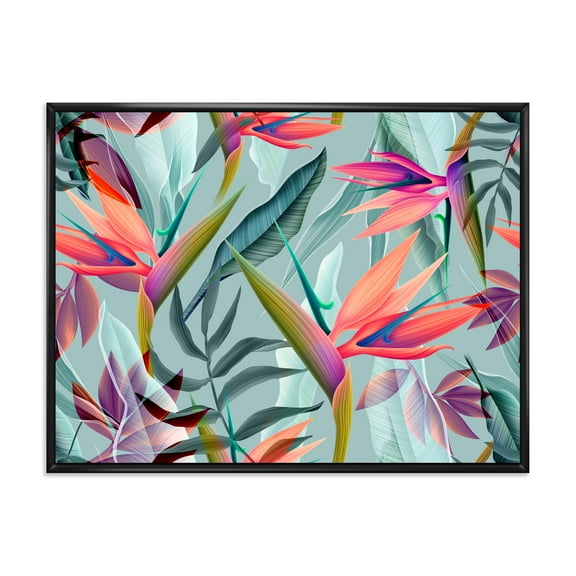 Designart 'VIntage Tropical Flowers V' Traditional Framed Canvas Wall Art Print