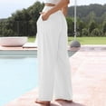 thumbnail image 4 of EDFBUYKRS Female Women Pants Casual Womens Tall Pants 35 Inseam Women High Waisted Wide Leg Pants Fashion Drawstring Elastic Trousers Comfy Straight Leg Long Pants with Pockets L, 4 of 6