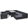 thumbnail image 3 of vidaXL 10 Piece Garden Lounge Set with Cushions Poly Rattan Black, 3 of 5